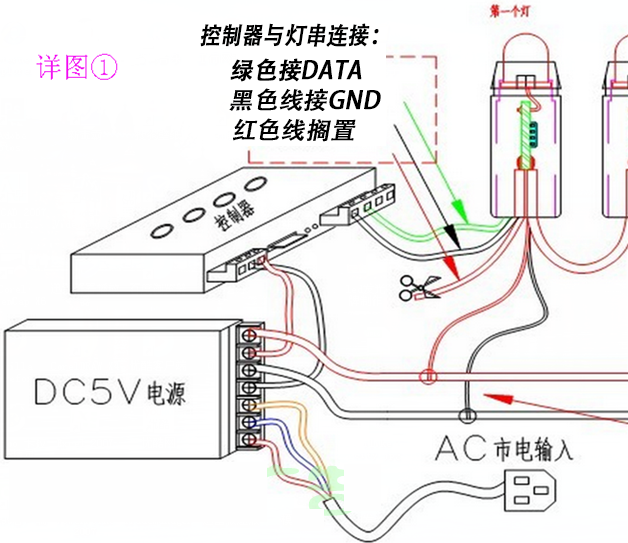 彩色led发光字控制器接线教程