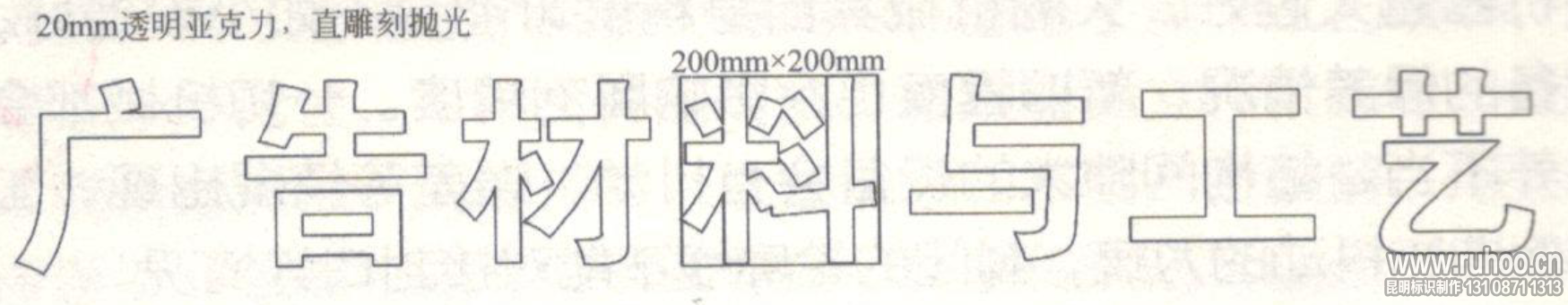 直侧边切割水晶字制作